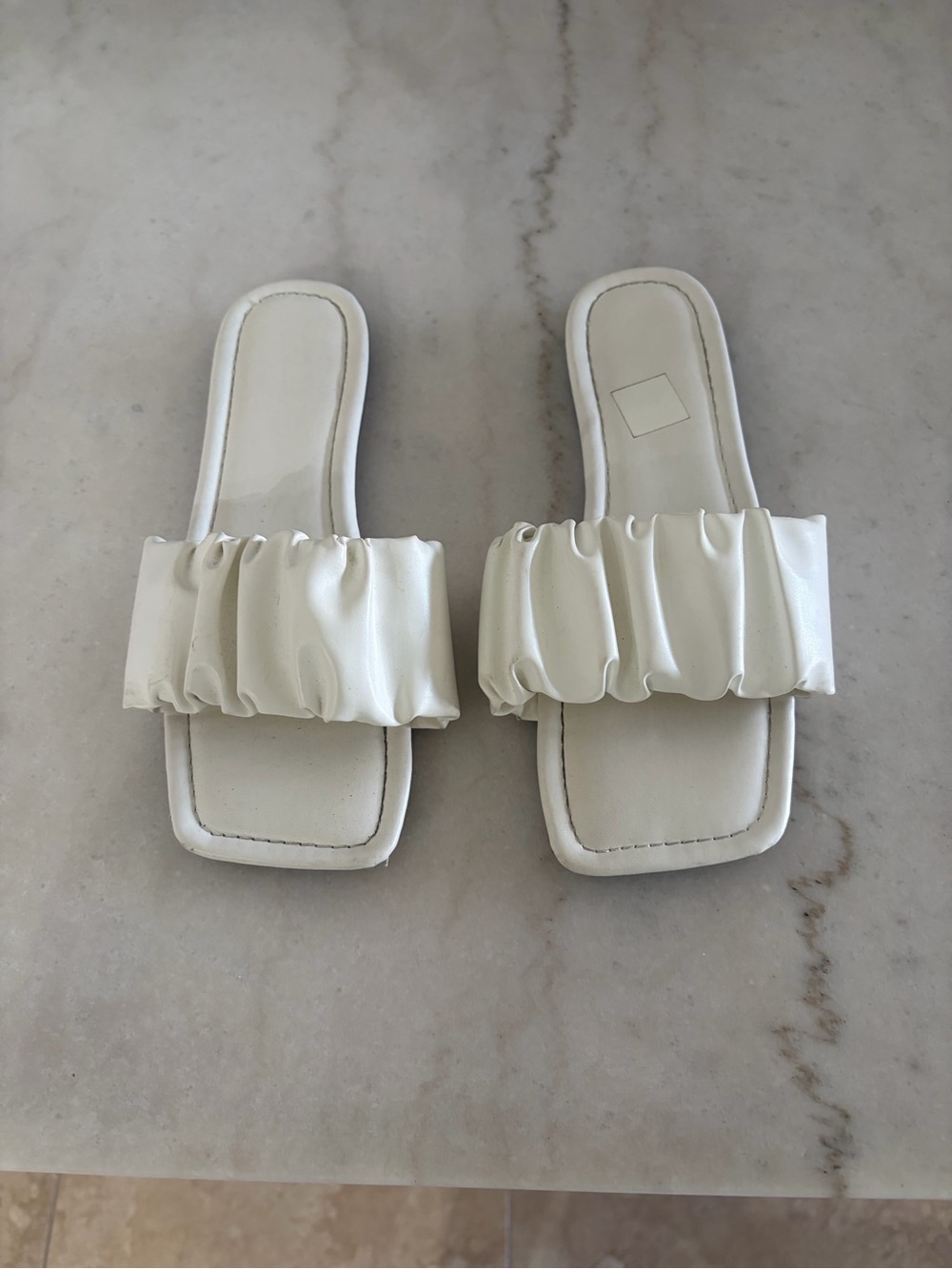 Girls' White Ruffle Slide Sandals - Picture 2 of 5